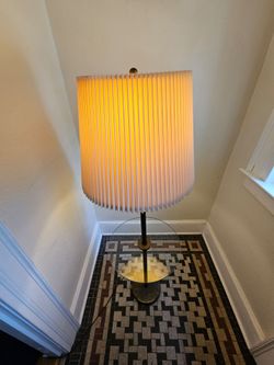Vintage Glass Tray Table Standing Floor Lamp
