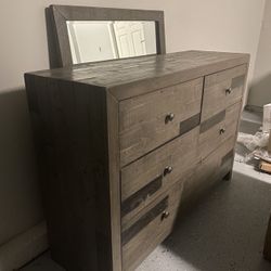 Grey Dresser And Mirror 