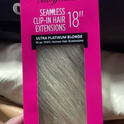 Satin Strands Seamless Clip-In Hair Extensions 18” Ultra Platinum Blonde 10pc