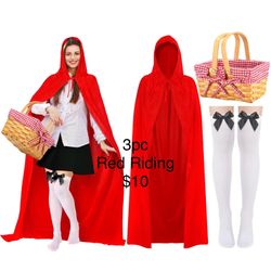 Red Riding Hood 3pc Set Adult Halloween Renaissance