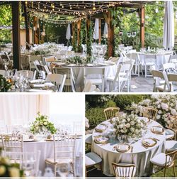 6 Pack White Round Tablecloth, 120 Inch Round Table Cloth Polyester Fabric Washable Table Covers for Wedding, Party, Banquet, Christmas Decorations, B