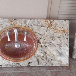 Granite  Glass Sink With Faucet 