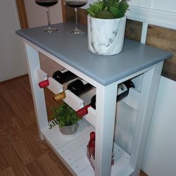 Cute New Just Finished Decorative Table W/ Wine Rack