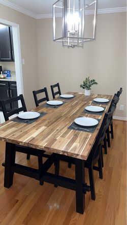 IKEA SKOGSTA/NORDVIKEN Dining Table with 6 Chairs