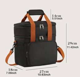 Double Layer Cooler Lunch Bag (Black)