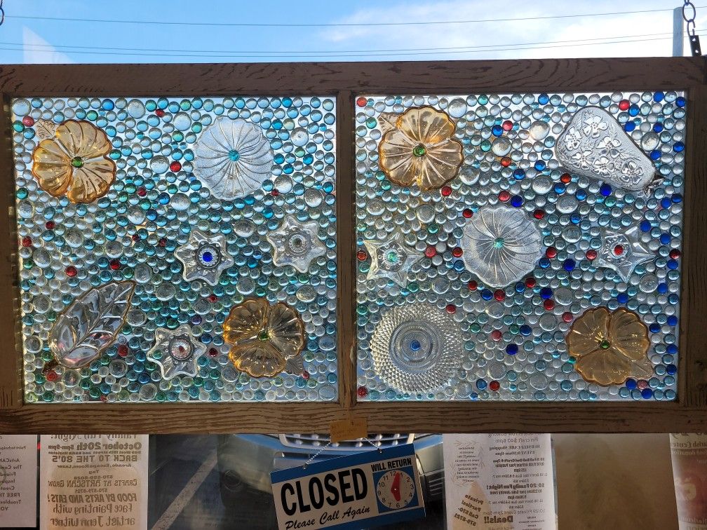 Antique Pebble Glass Window