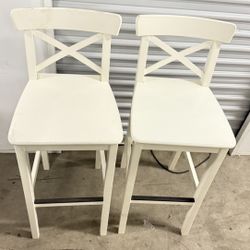 24'' Wooden Counter Height Bar Stools Set of 2, Kitchen Chairs