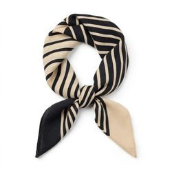 Moving Sale - Black Beige Striped Silk Scarf