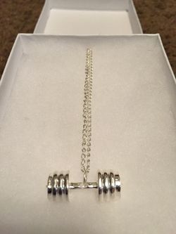 Spots & fitness dumbbell silver plated necklace