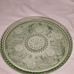 Vintage Tiara Chantilly Green Floral Platter