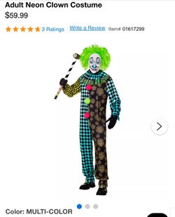 Adult Neon Clown Costume