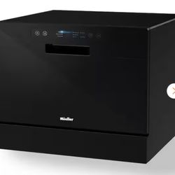 21 in. Professional Digital Portable Countertop Dishwasher with 6 Place Settings in Black