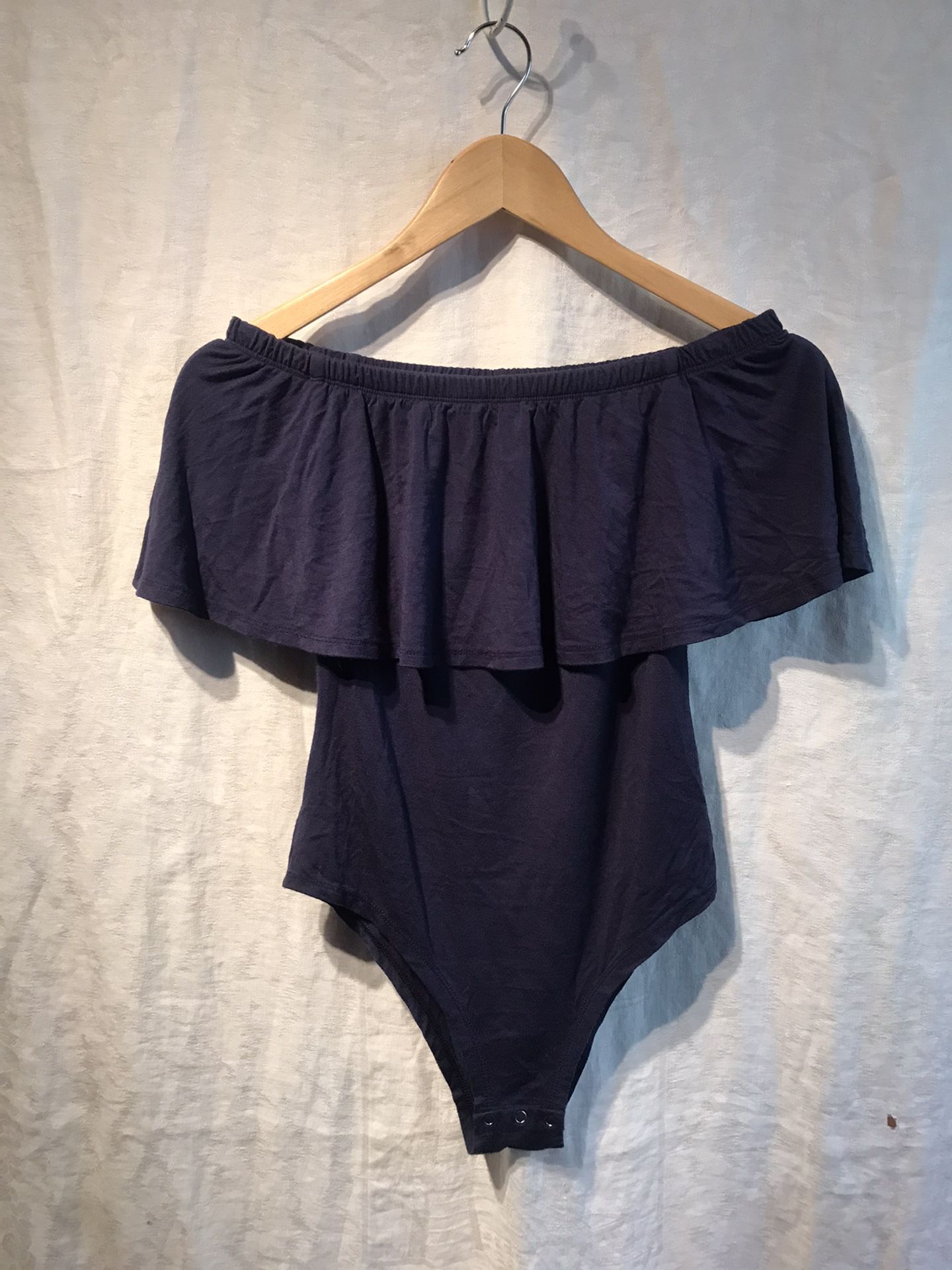 Handmade Off Shoulder Navy Blue Bodysuit. Fits XS/S