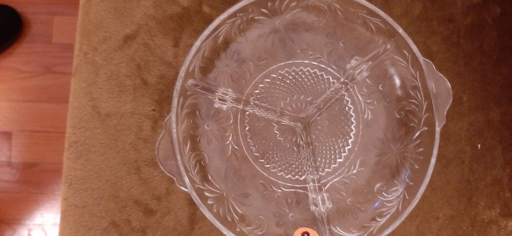 Indiana Glass Daisy No. 620 Clear 3 part Relish Dish 