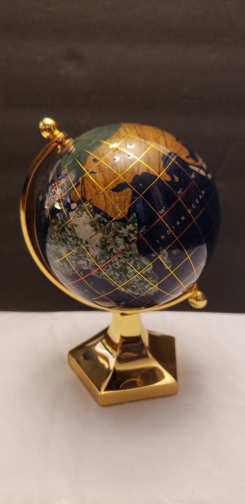 World Globe with Lapis Blue  type finish - Smaller Desk top