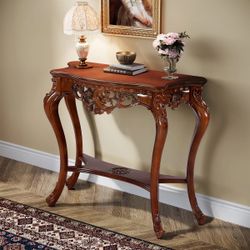 vintage 37.6" C-onsole T-able, Elegant Two- T-ier E-ntryway Hallway T-able