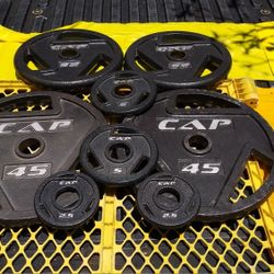 OLYMPIC SET OF CAP EASY GRIP PLATES  (PAIRS OF)  :  45s  35s  5s  2.5s
