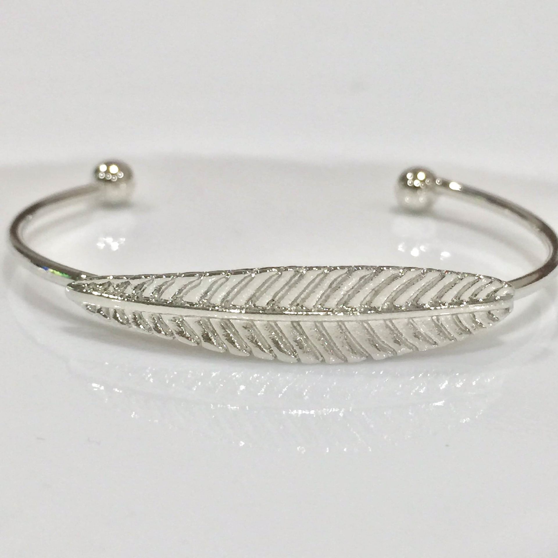 Sterling silver plated cuff leaf bangle bracelet