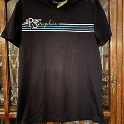 Pegate Black Tee with Blue Stripes