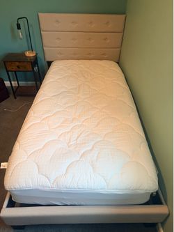 Upholstered Twin Bed Frame + Mattress
