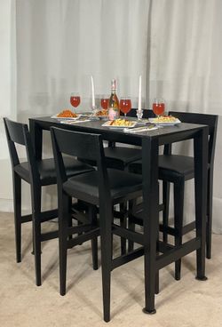 Black BAR Height Pub Table & 4 Chairs