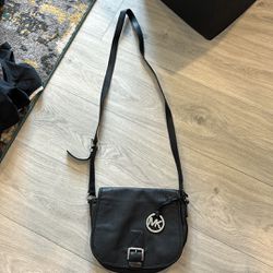 Michael Kors, black leather, medium-size Crossbody bag