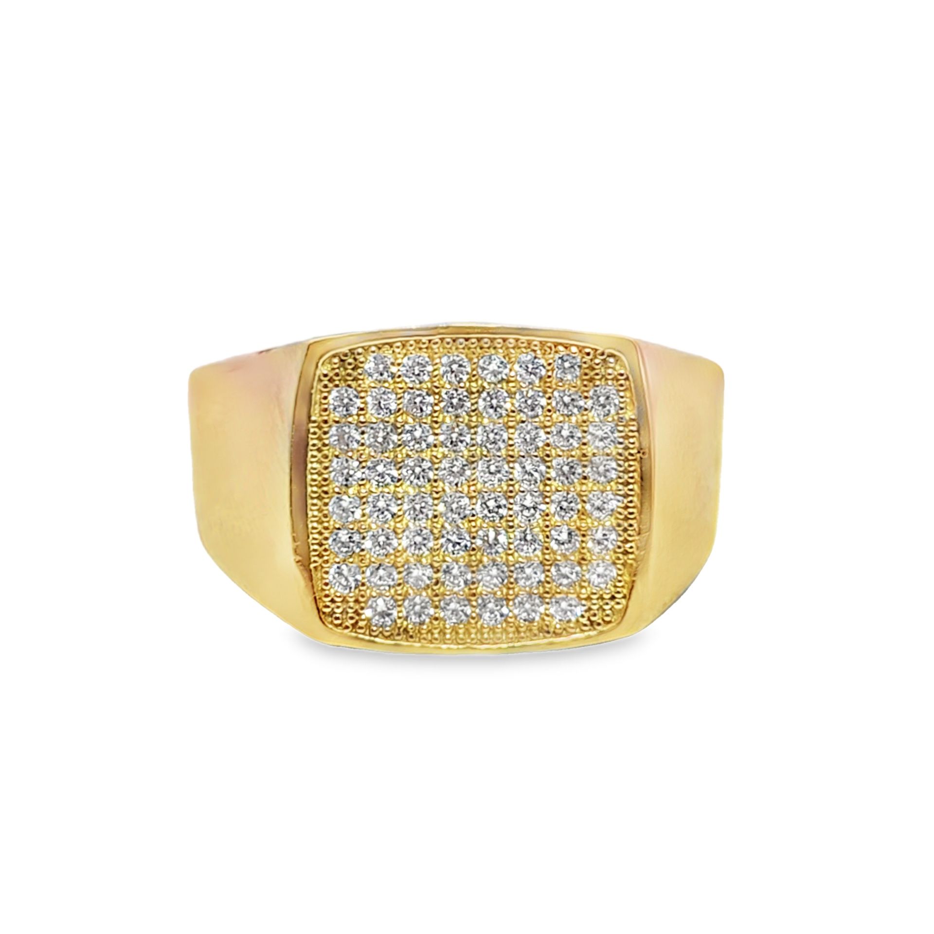 10k Yellow Gold Signet Ring with Round Brilliant Cut