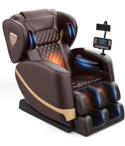 Brand new!Zero Gravity Massage Chair Full Body with 10 Rollers, Soothing Heat, Deep Foot Kneader & Bluetooth Speakers, Brown