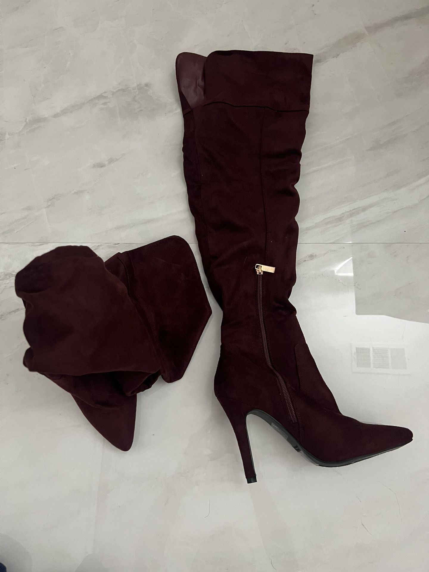 Forever 21 thigh high suede heeled boots 
