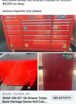 Snap-on 53" 18-Drawer Triple-Bank Roll Cabinet