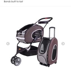 5-in-1 EVA Pet Carrier-Stroller, Dog-Cat Sling Bag, Small Backpack with Wheels, Car Seat Booster Combo (Luxury Package)
