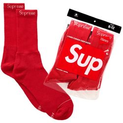Red S U P R E M E Socks 