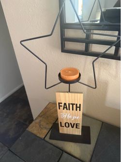 Faith , Hope , love candle holder