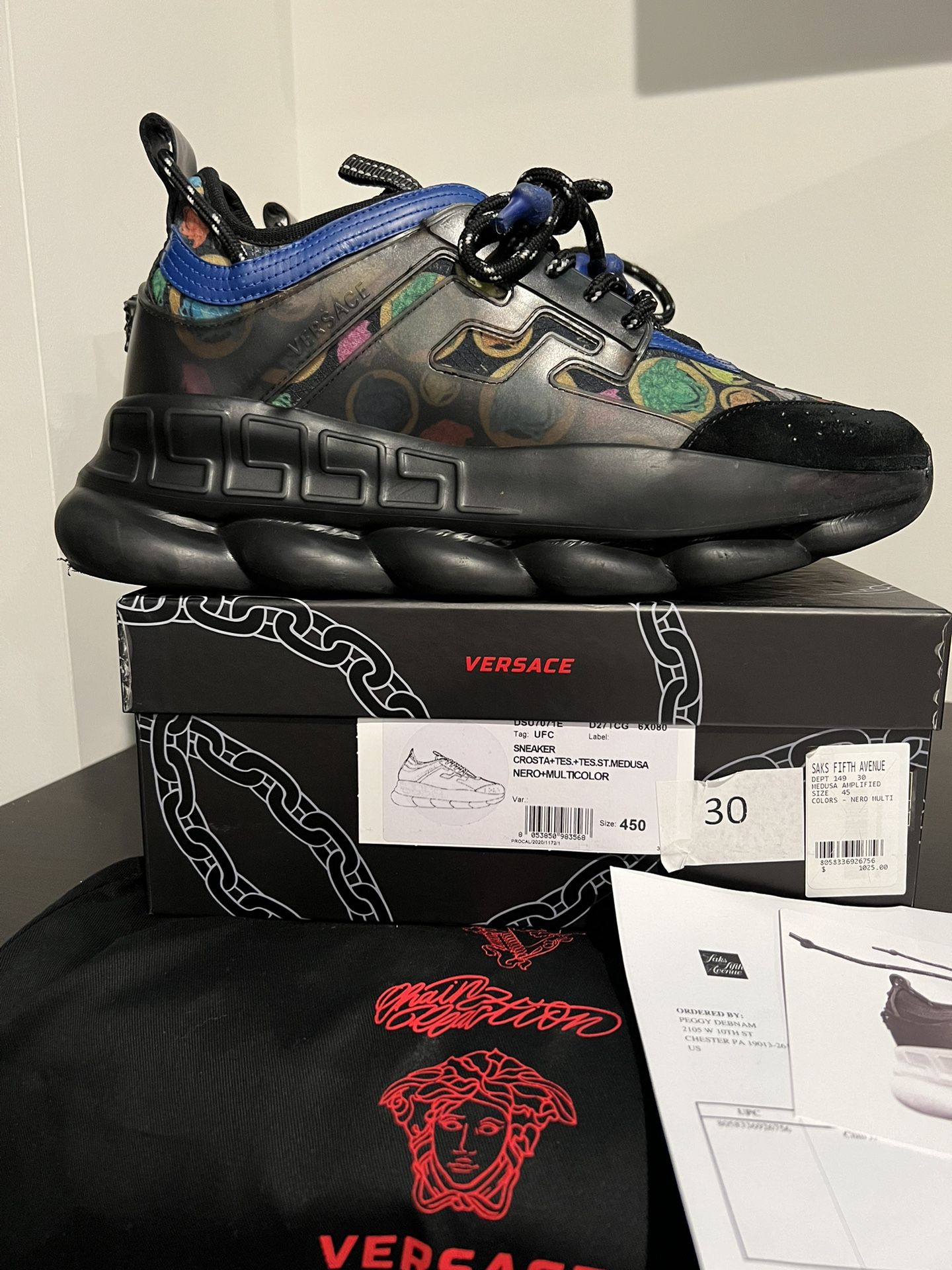 Versace Black And Multicoloured Chain Reaction Sneakers for Men