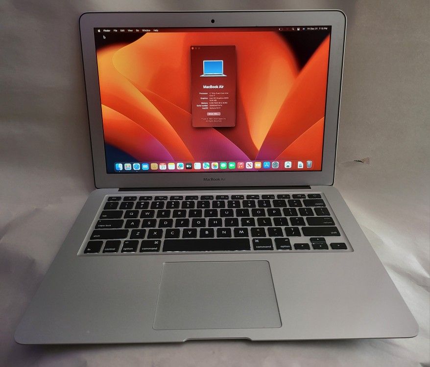 Refurbished Macbook Air 2013, i7 1.7ghz, 8gb ram, 500gb ssd Macos Ventura