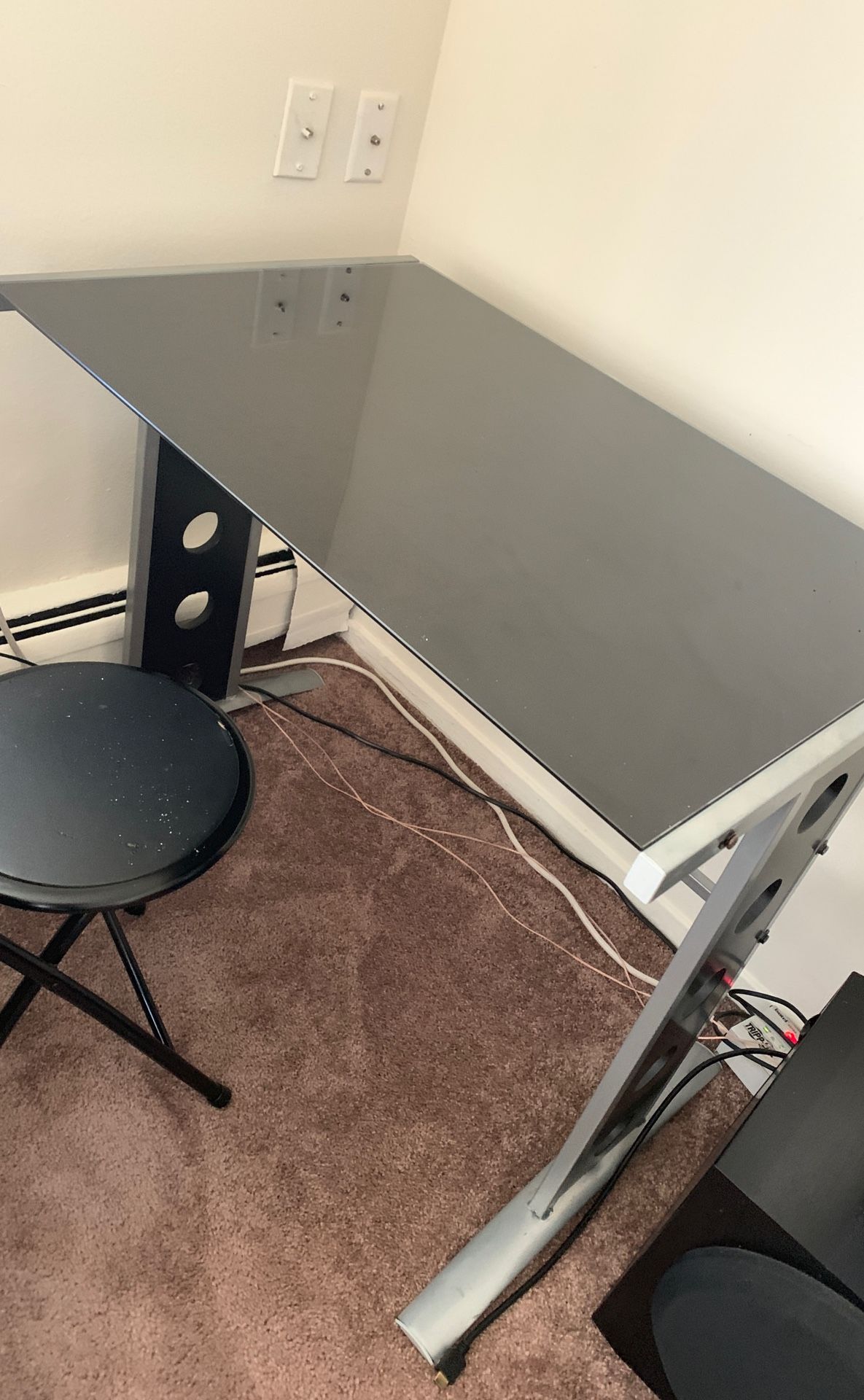 Glass desk with chair