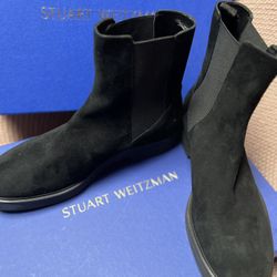 NEW STUART WEITZMAN  Women 13  Ankle Black Suede Booties 