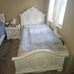 Princess Twin Size Bed And Night Table Stand