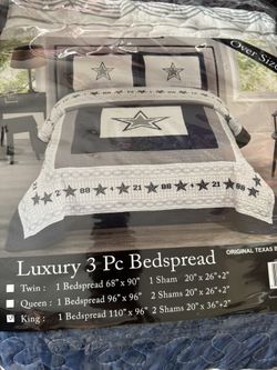 Brand New Dallas Cowboy King size Quilt/bedspread Set 2PCS