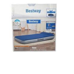 Bestway Twin Air Mattress w/ Built-In Pump – 12" Height, Soft Top – NEW Open Box