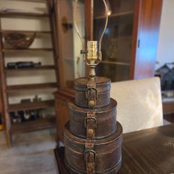 Stacked Leather Hatbox Lamp