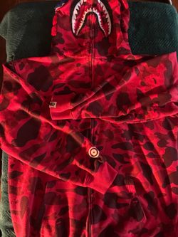 BAPE Shark Full-Zip Hoodie Red Camo