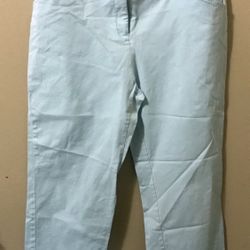 Hillard & Hanson Light Blue Cotton Stretch Cropped Capri Pants Slacks Women's 6