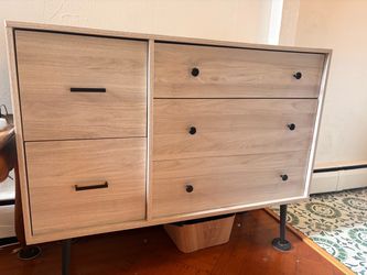 Modern Wood Dresser with Mixed Hardware