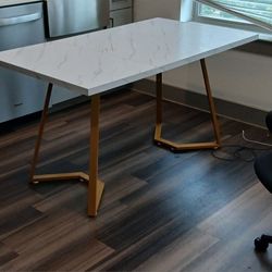 Dining Dinner Table: 55 Inches With Golden Legs.