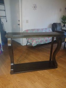 Brown wooden shelf