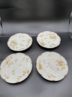 Antique Haviland Limoges France 8" Floral Plates Gold Trim Lot of 10