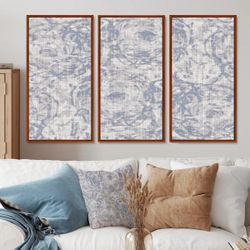 New "Vintage Blue Farmhouse Flower IV" 3-Piece Set