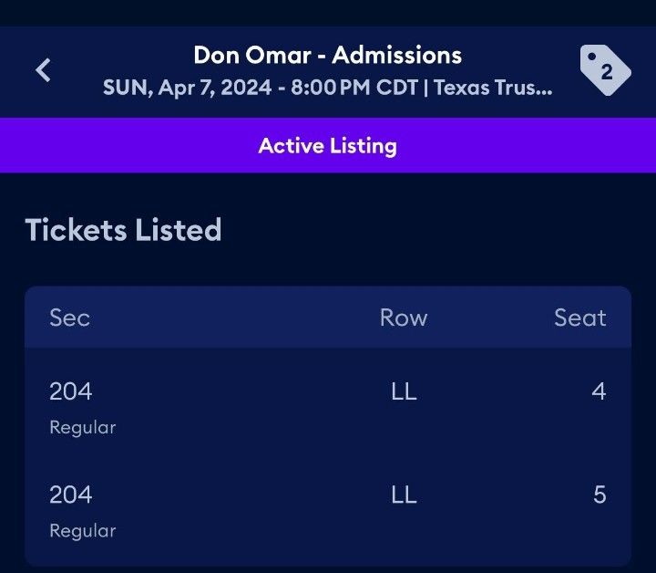 4 Tickets To Don Omar Concert 