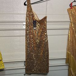 Gold Sequined Formal Dresses 